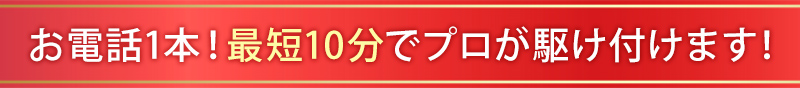 お電話1本！最短10分でプロが駆け付けます！